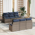 Set di divani 7 pz 6-Numero di posti Grigio e Blu Navy