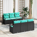 Set di divani 7 pz 6-Numero di posti Nero e Turchese polyrattan