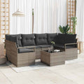 Set di divani 7 pz 6-Numero di posti Grigio polyrattan