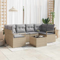 Set di divani 7 pz 6-Numero di posti Beige e grigio polyrattan