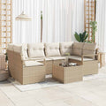 Set di divani 7 pz 6-Numero di posti Beige e Crema polyrattan