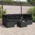 Set di divani 7 pz 6-Numero di posti Nero polyrattan