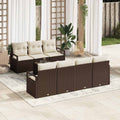 Set di divani 8 pz 7-Numero di posti Marrone e Crema polyrattan