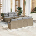Set di divani 8 pz 7-Numero di posti Beige e grigio polyrattan