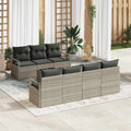 Set di divani 8 pz 7-Numero di posti Grigio chiaro polyrattan