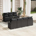Set di divani 8 pz 7-Numero di posti Nero polyrattan