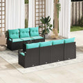 Set di divani 8 pz 7-Numero di posti Nero e Turchese polyrattan