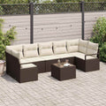 Set di divani 8 pz 7-Numero di posti Marrone e Crema polyrattan