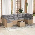 Set di divani 8 pz 7-Numero di posti Beige e grigio polyrattan
