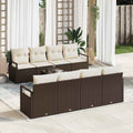 Set di divani 7 pz 6-Numero di posti Marrone e Crema polyrattan