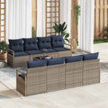 Set di divani 7 pz 6-Numero di posti Grigio e Blu polyrattan