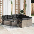 Set di divani 9 pz 8-Numero di posti Grigio polyrattan