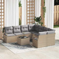 Set di divani 9 pz 8-Numero di posti Beige e grigio polyrattan