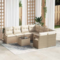Set di divani 9 pz 8-Numero di posti Beige e Crema polyrattan