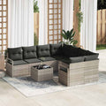 Set di divani 9 pz 8-Numero di posti Grigio chiaro e nero