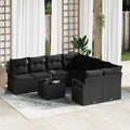 Set di divani 9 pz 8-Numero di posti Nero polyrattan