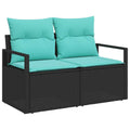 Set di divani 9 pz 8-Numero di posti Nero e Turchese polyrattan