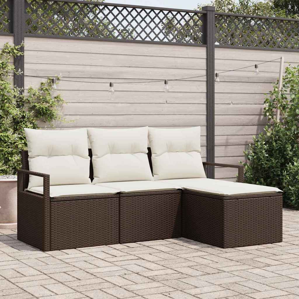 Set di divani 4 pz Marrone polyrattan