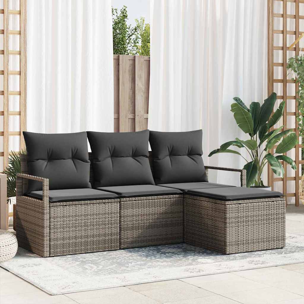Set di divani 4 pz Grigio polyrattan