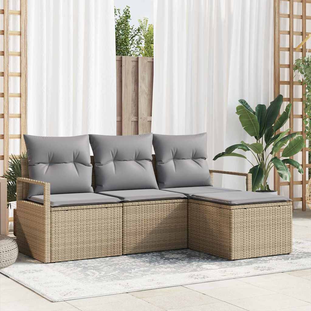 Set di divani 4 pz Beige polyrattan