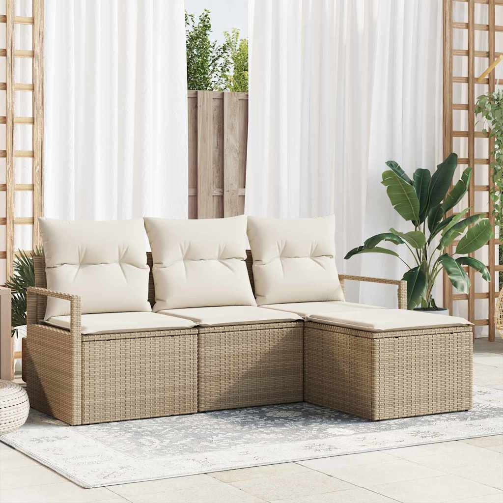 Set di divani 4 pz Beige polyrattan