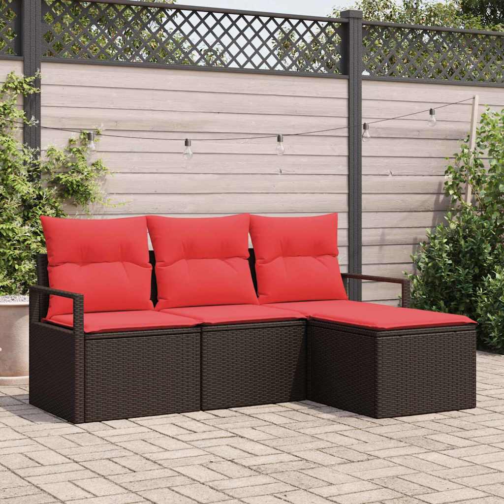 Set di divani 4 pz Marrone polyrattan