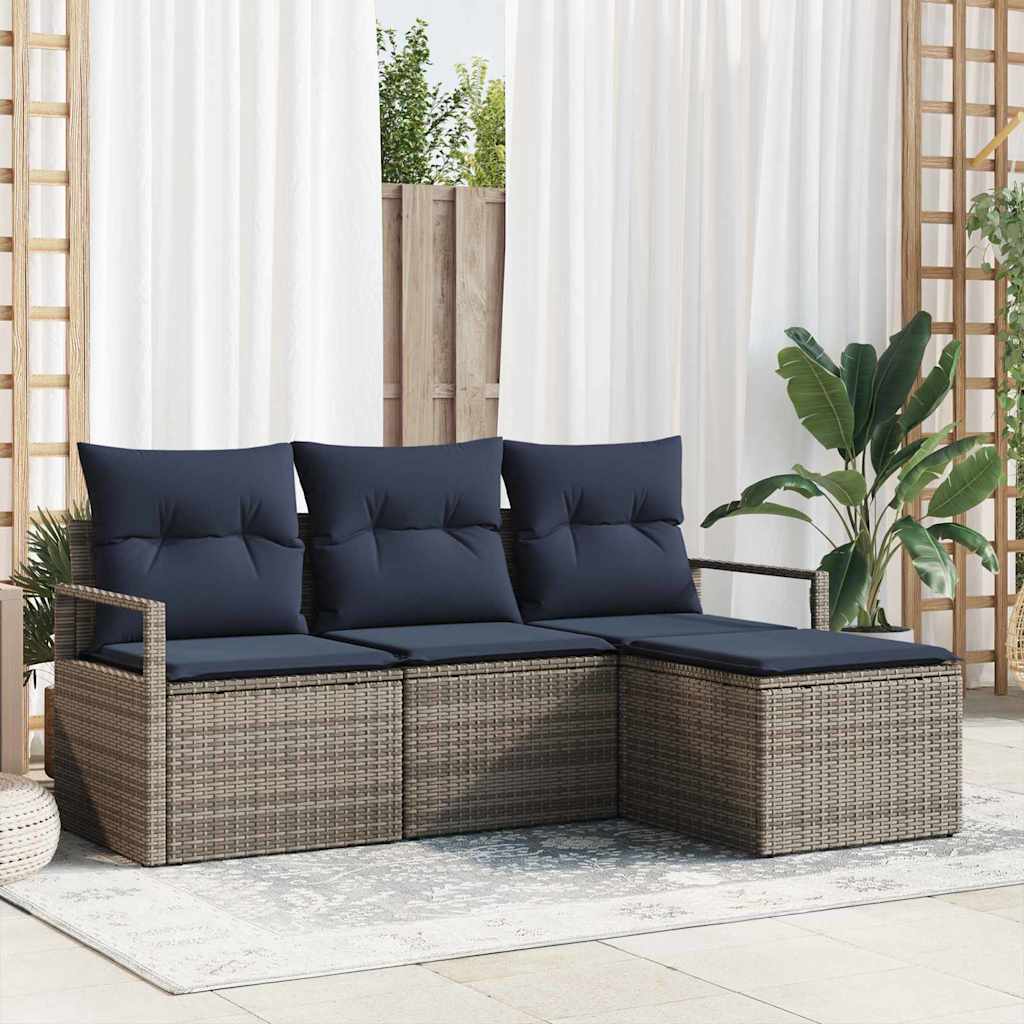 Set di divani 4 pz Grigio polyrattan