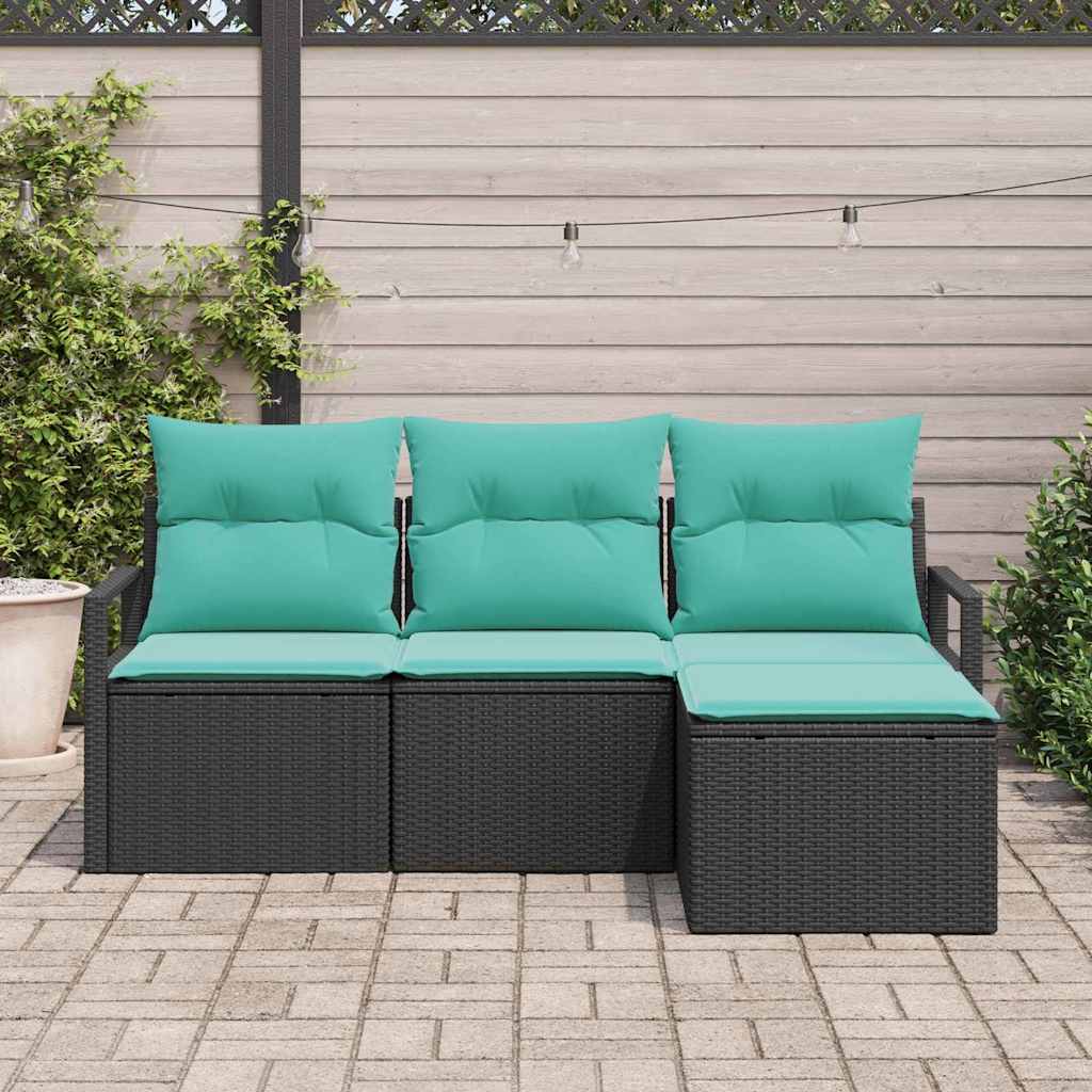 Set di divani 4 pz Nero polyrattan