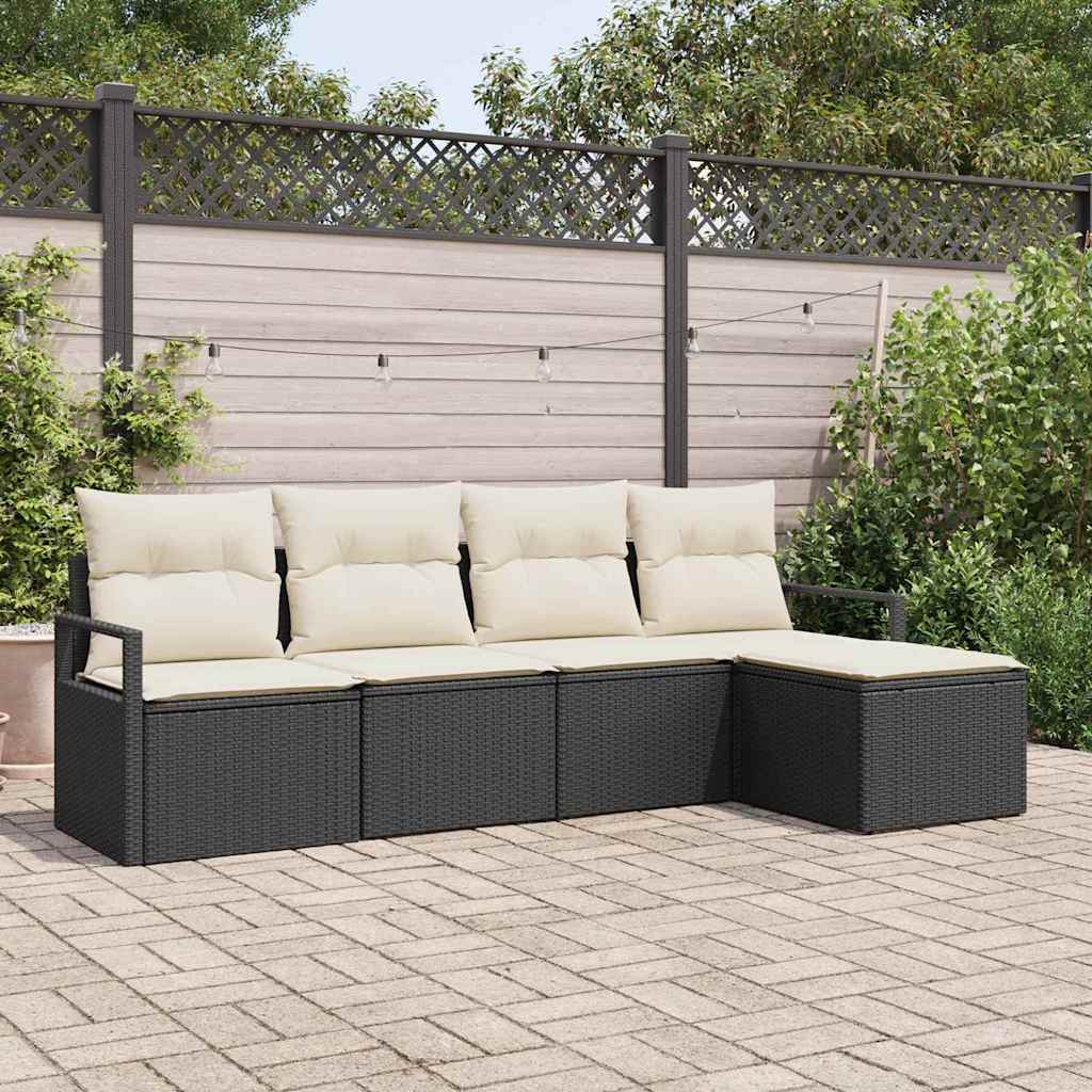 Set di divani 5 pz Nero polyrattan