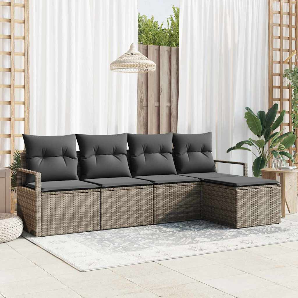 Set di divani 5 pz Grigio polyrattan