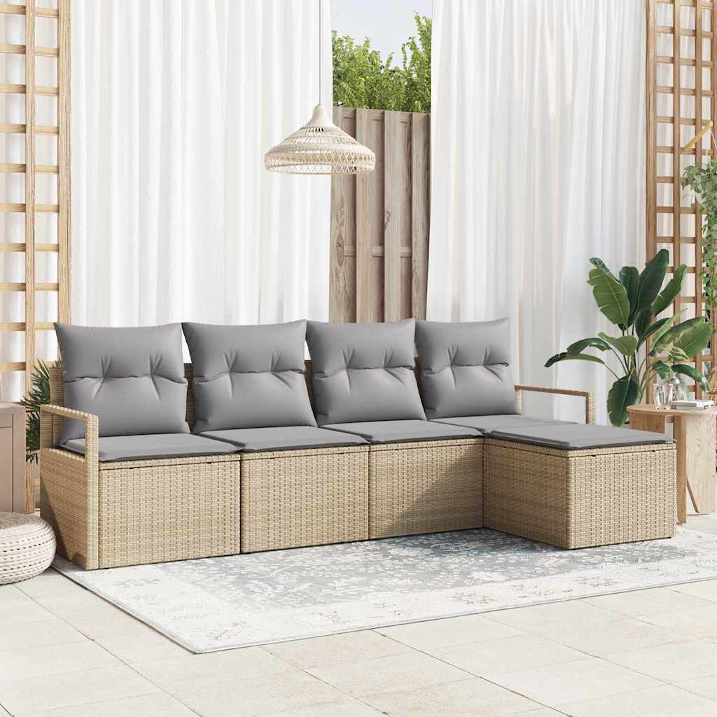 Set di divani 5 pz Beige polyrattan
