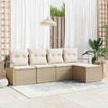 Set di divani 5 pz Beige polyrattan