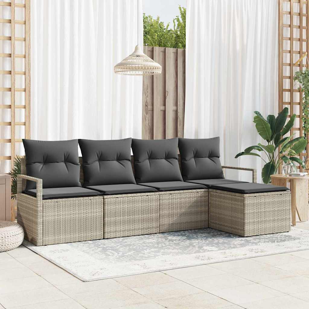 Set di divani 5 pz Grigio chiaro polyrattan