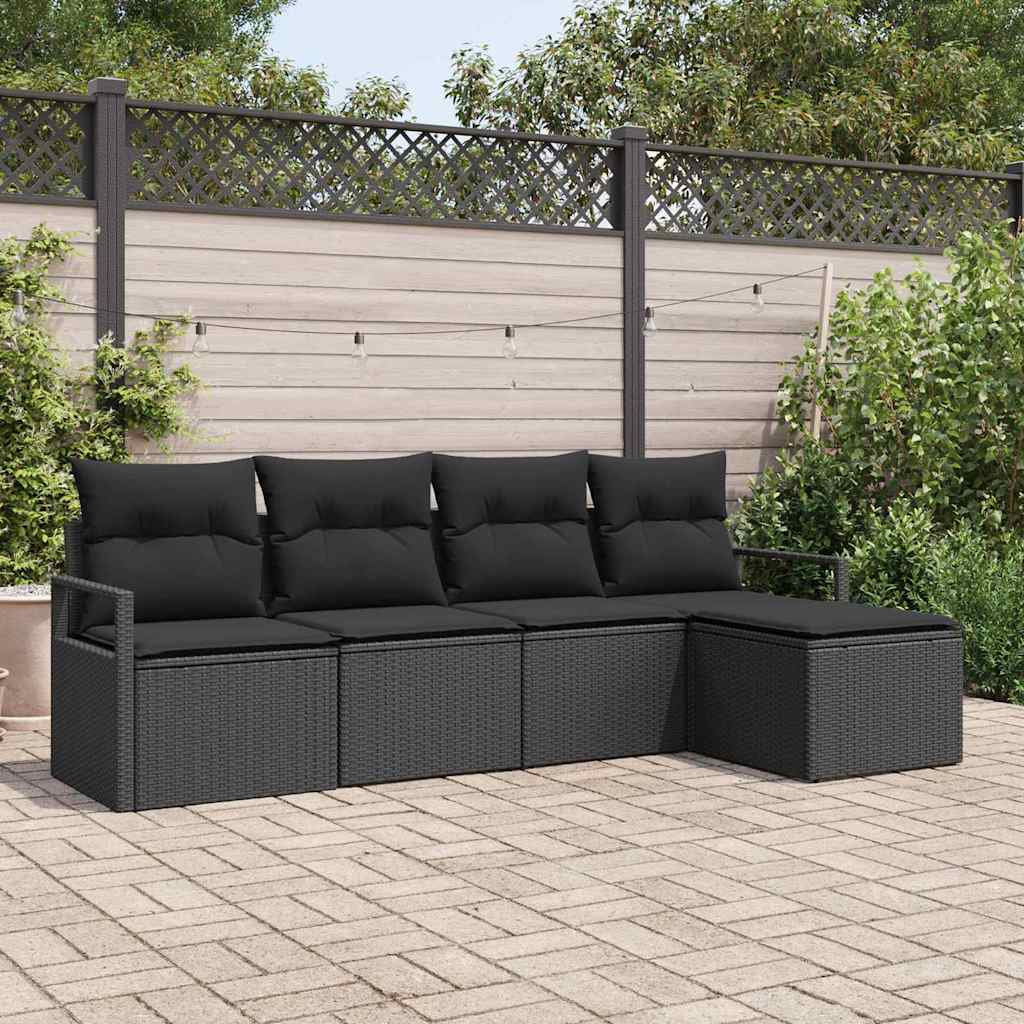 Set di divani 5 pz Nero polyrattan