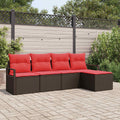 Set di divani con cuscino 5 pcs Marrone polyrattan