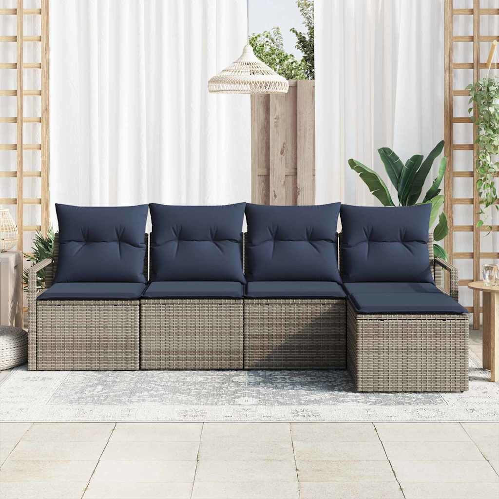 Set di divani 5 pz Grigio polyrattan