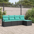 Set di divani 5 pz Nero polyrattan