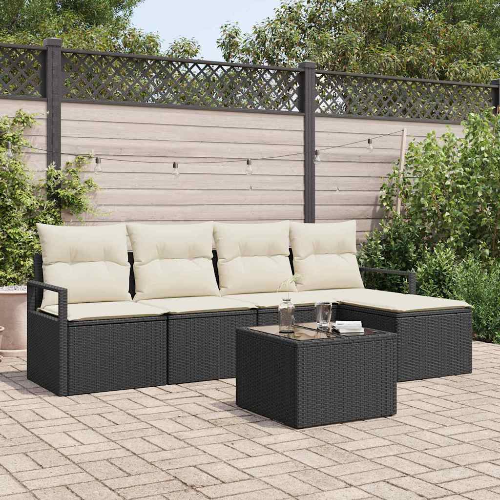 Set di divani 6 pz Nero polyrattan
