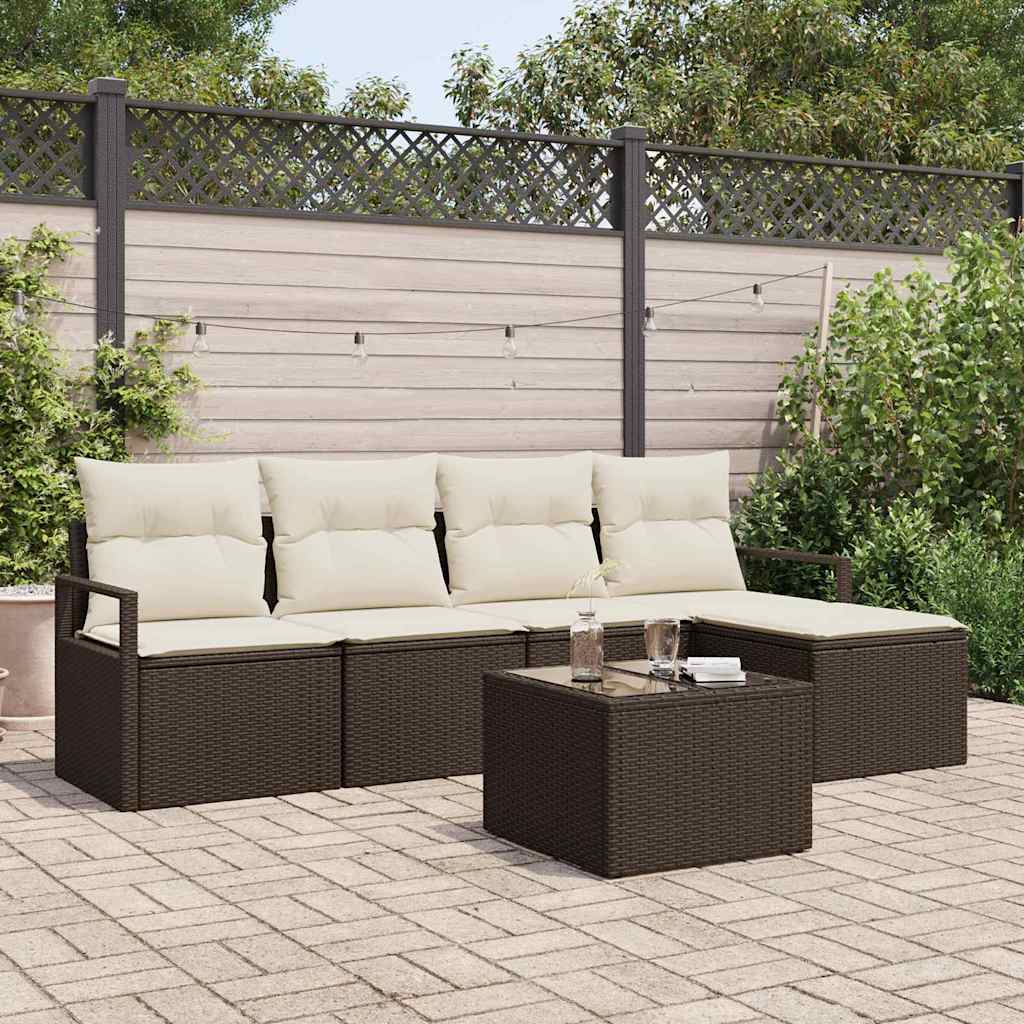 Set di divani 6 pz Marrone polyrattan