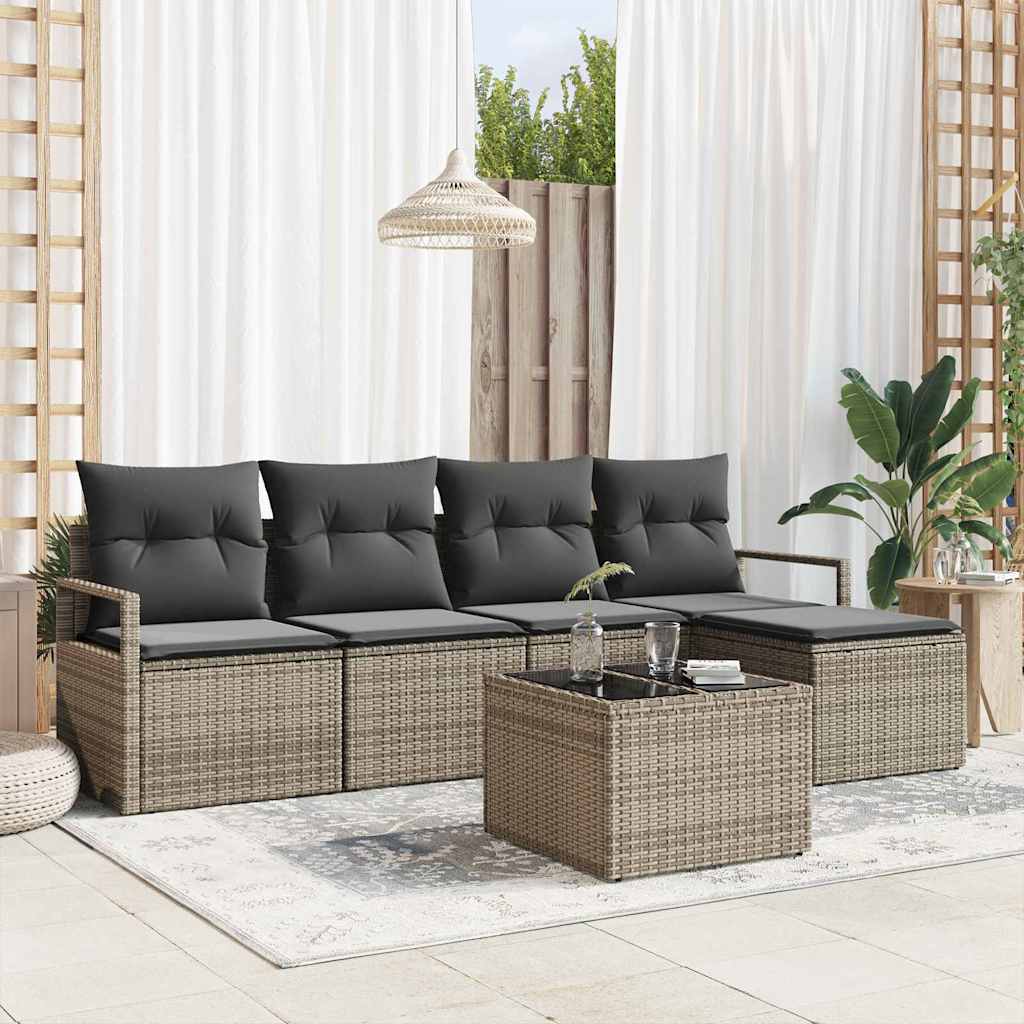 Set di divani 6 pz Grigio polyrattan