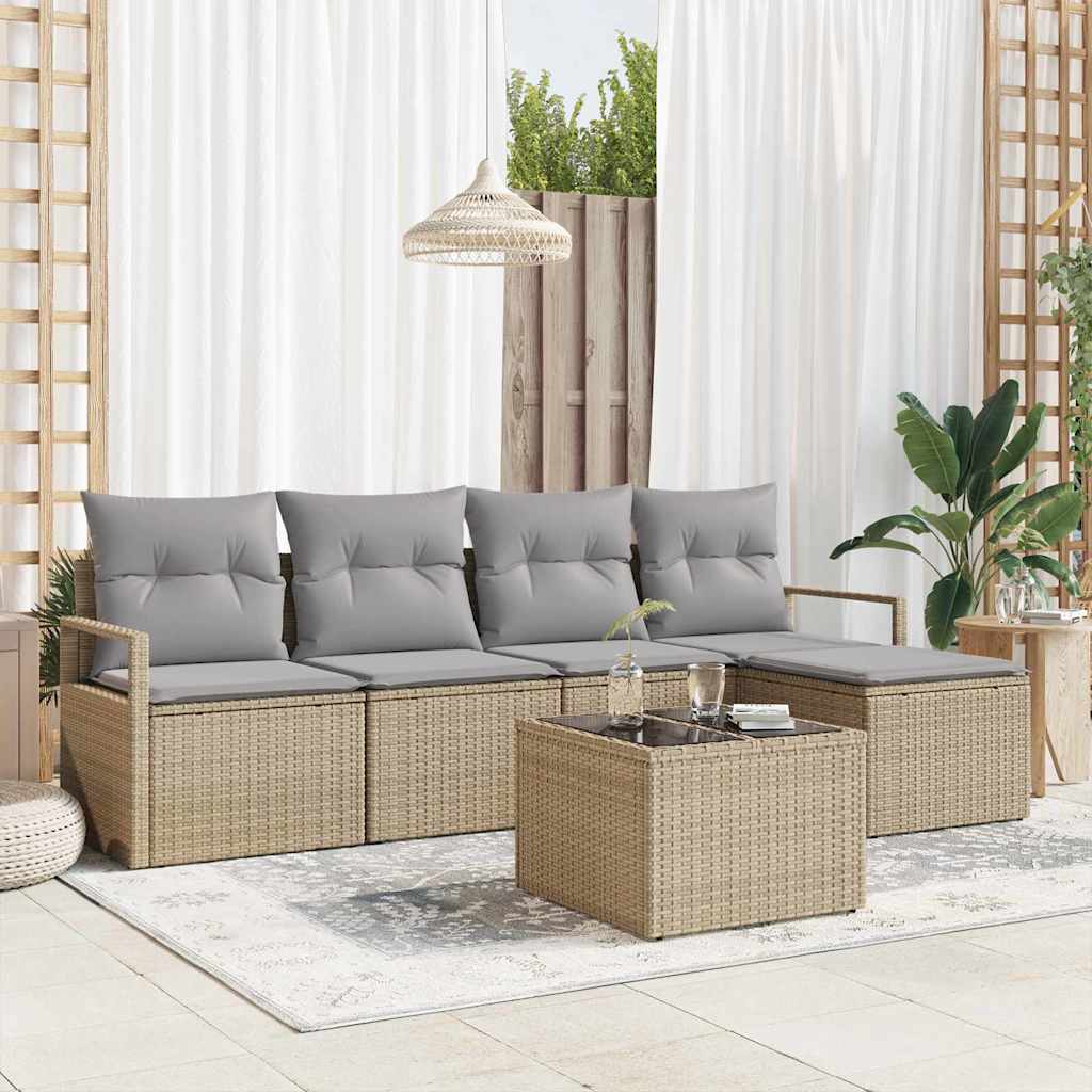 Set di divani 6 pz Beige polyrattan