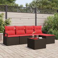Set di divani con cuscino 6 pcs Marrone polyrattan