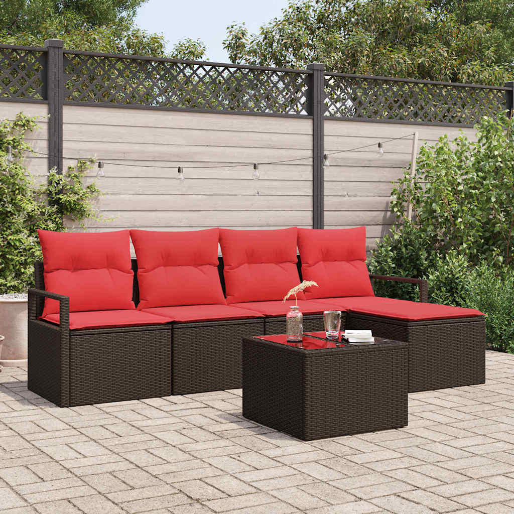 Set di divani con cuscino 6 pcs Marrone polyrattan