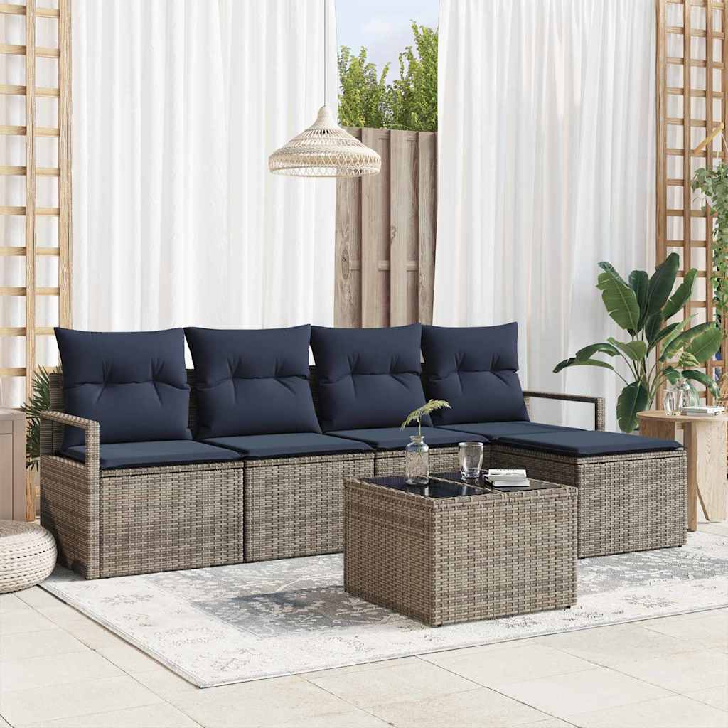 Set di divani con cuscino 6 pcs Grigio polyrattan