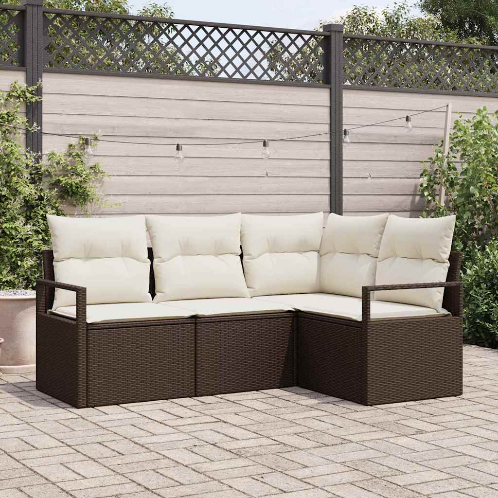 Set di divani 4 pcs Marrone polyrattan