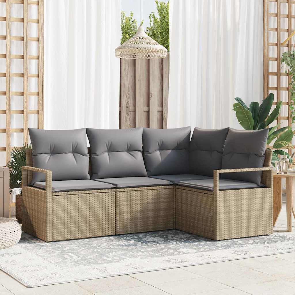 Set di divani 4 pz Beige polyrattan