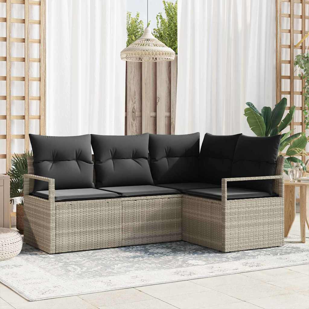 Set di divani 4 pcs Grigio chiaro polyrattan