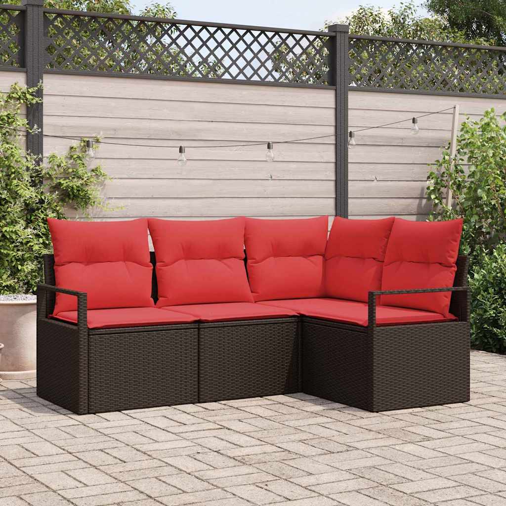 Set di divani 4 pz Marrone polyrattan