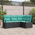 Set di divani 4 pz Nero polyrattan