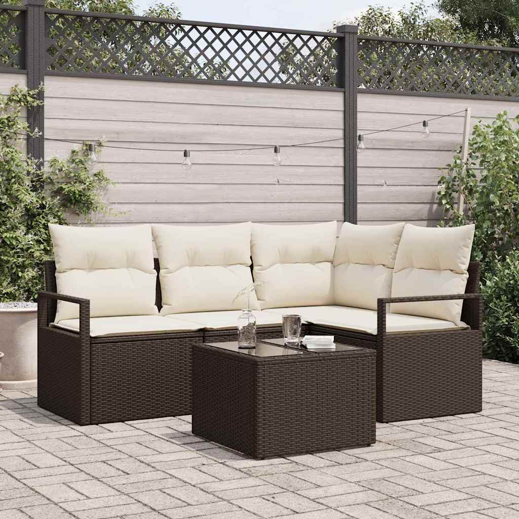 Set di divani 5 pz Marrone polyrattan